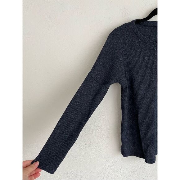 CCK Style Woman Dark Blue Ribbed Henley Button Sweater, Size Small - Picture 5 of 7